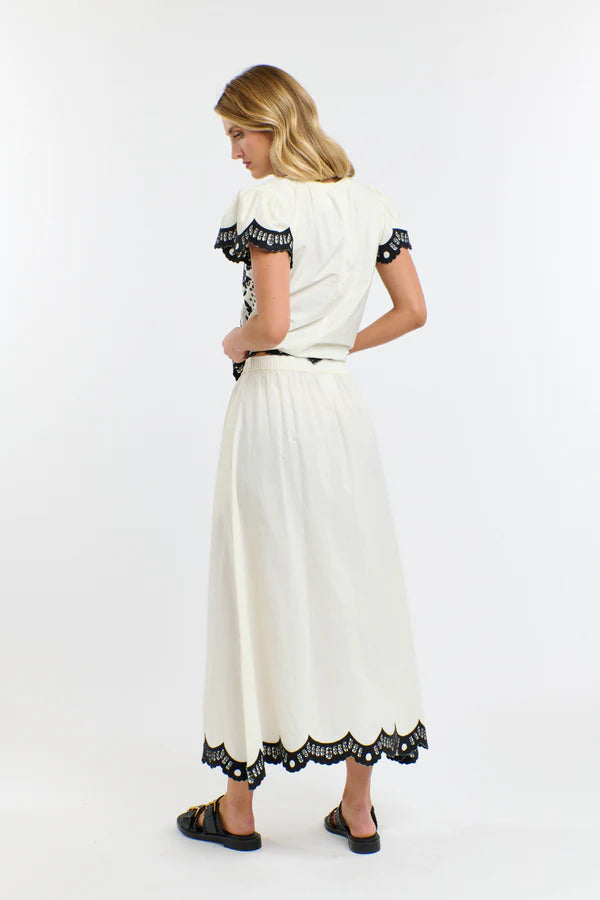 365 Days Marni Embroidered Skirt Vanilla/ Black