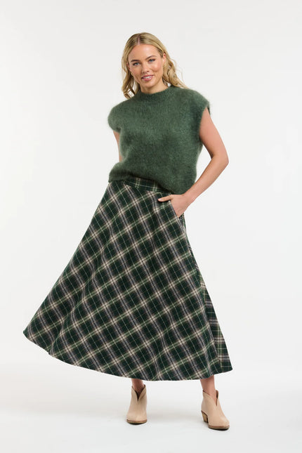 Urban Luxury Tartan Skirt Green
