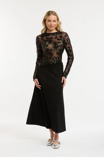 Urban Luxury Sequin Top Black