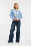 Urban Luxury Ruffled Tie Neck Blouse Baby Blue