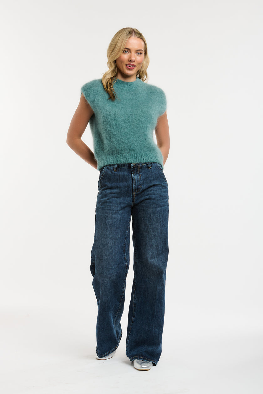 Urban Luxury Mohair Vest Foam Green