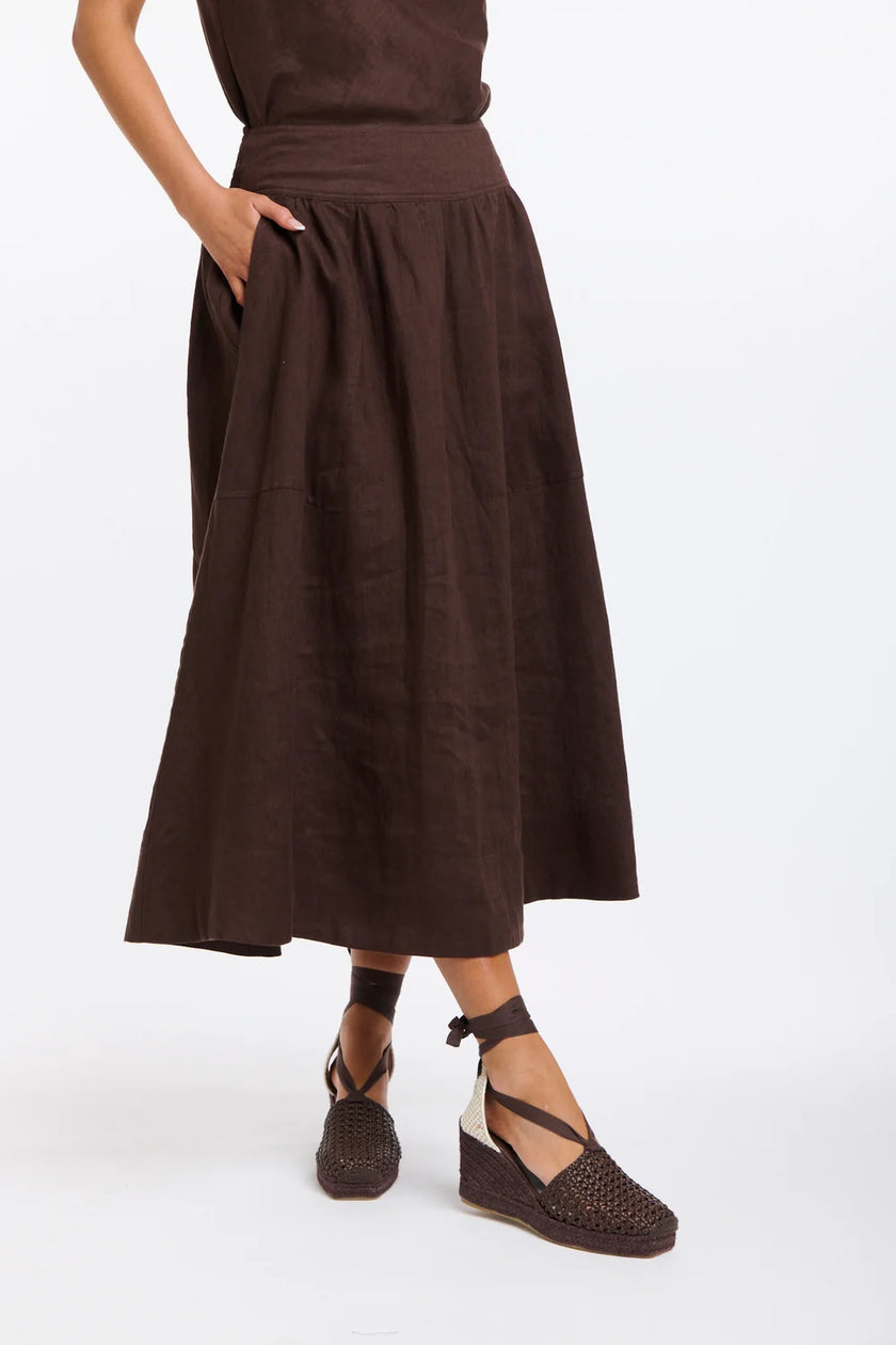 365 Days Marion Linen Skirt Chocolate