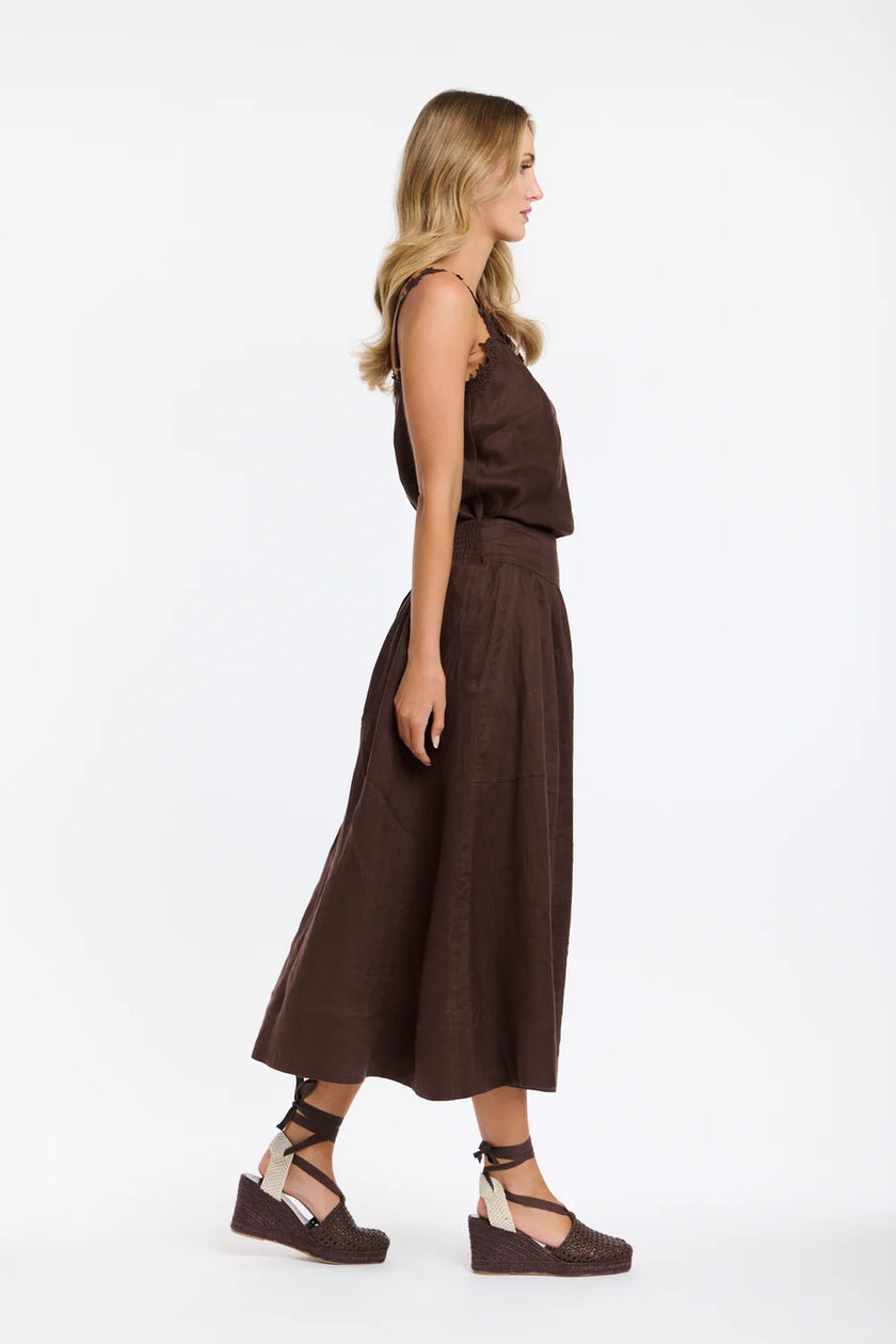 365 Days Marion Linen Skirt Chocolate