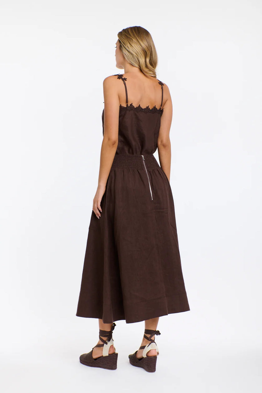 365 Days Marion Linen Skirt Chocolate