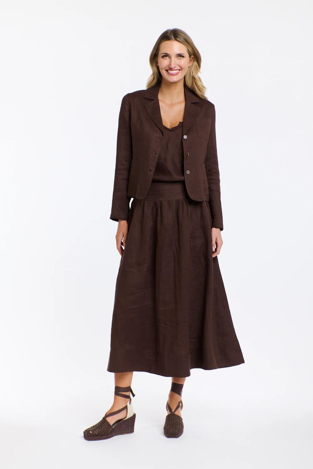 365 Days Marion Linen Skirt Chocolate