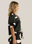 Sass Clothing Tarni Satin Shirt Iris Abstract Print