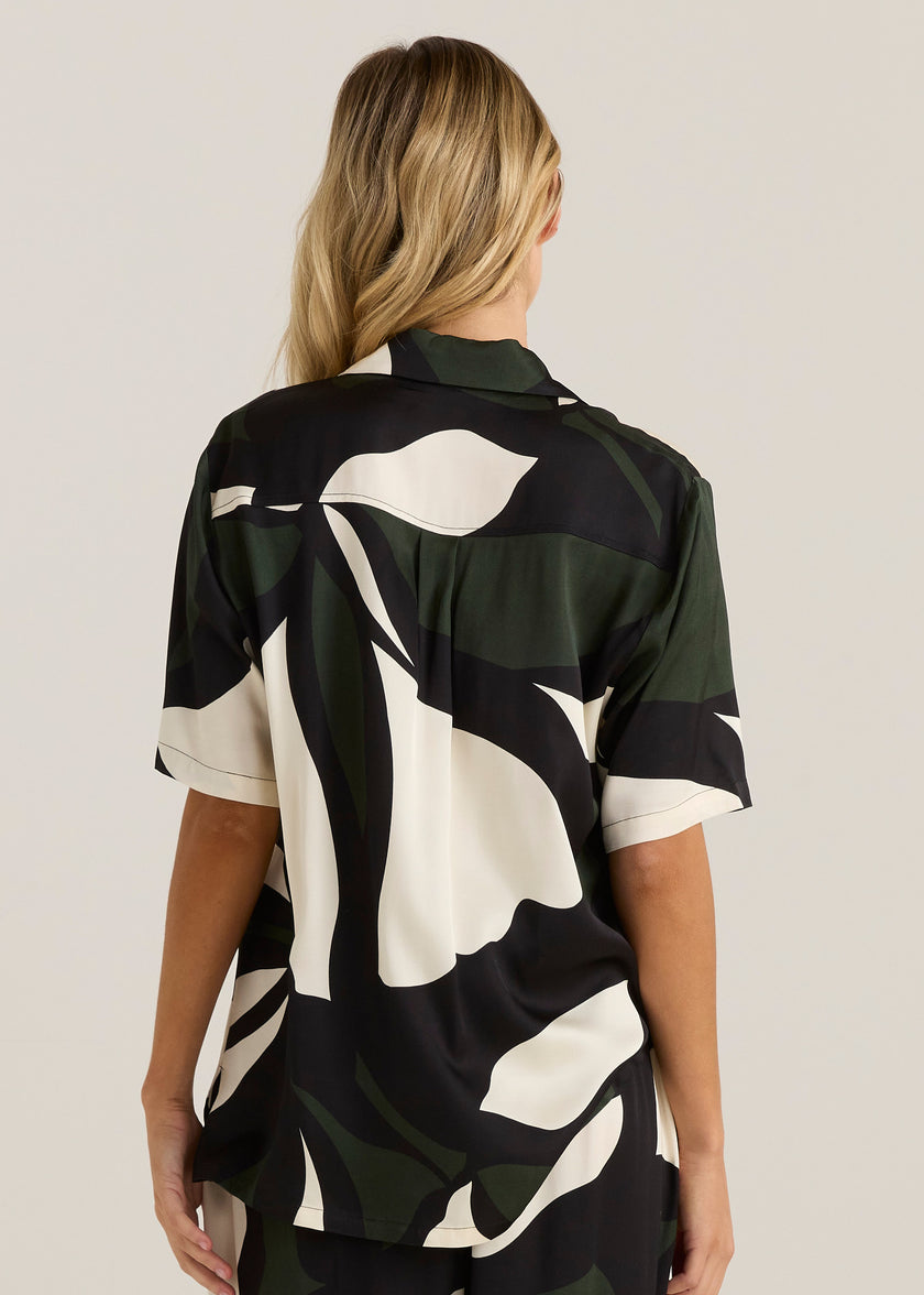 Sass Clothing Tarni Satin Shirt Iris Abstract Print