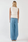 Sass Clothing Tonia Knit Vest Cream/Mushroom Brown