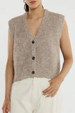 Sass Clothing Lil Button Vest Multi Fawn Brown