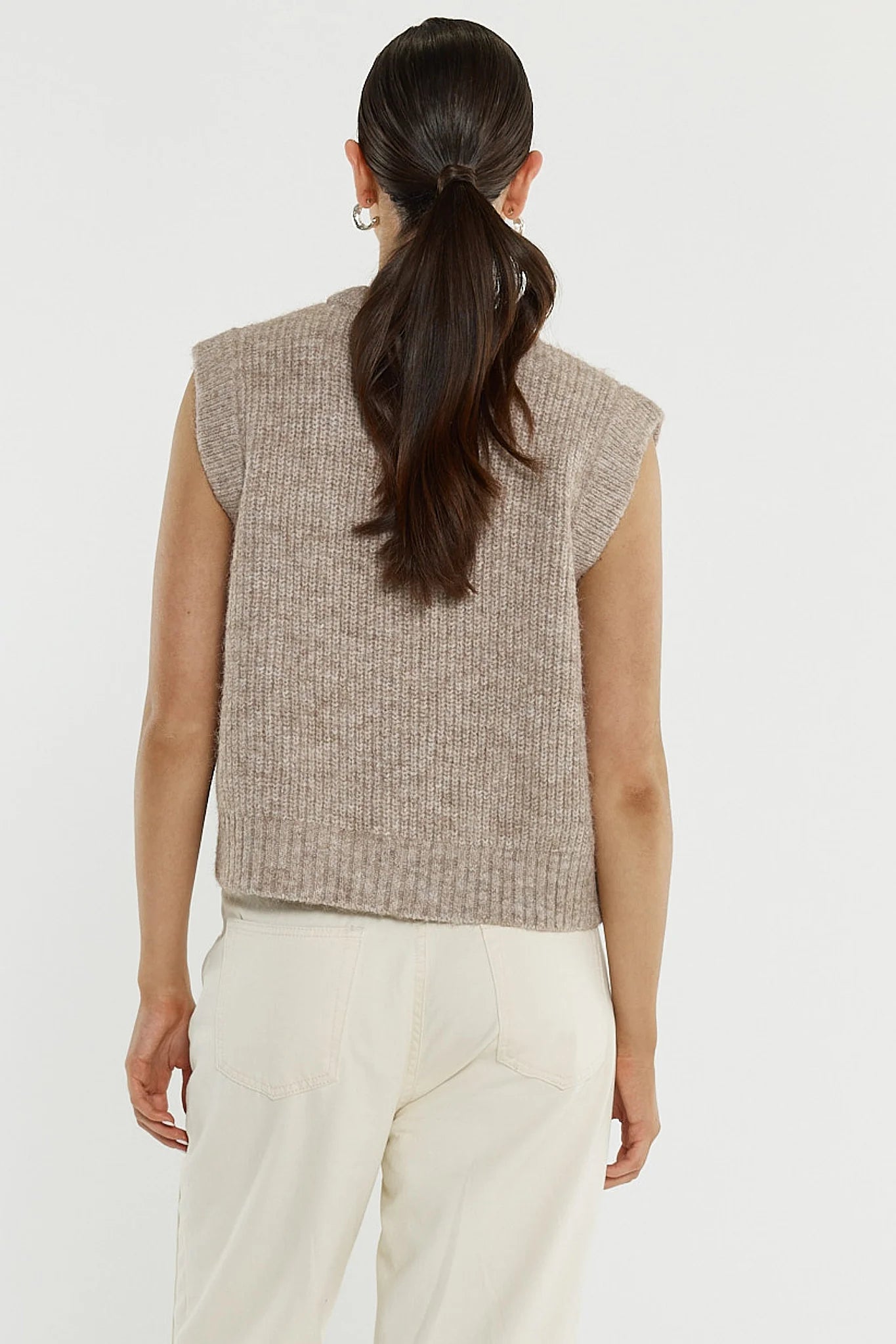 Sass Clothing Lil Button Vest Multi Fawn Brown