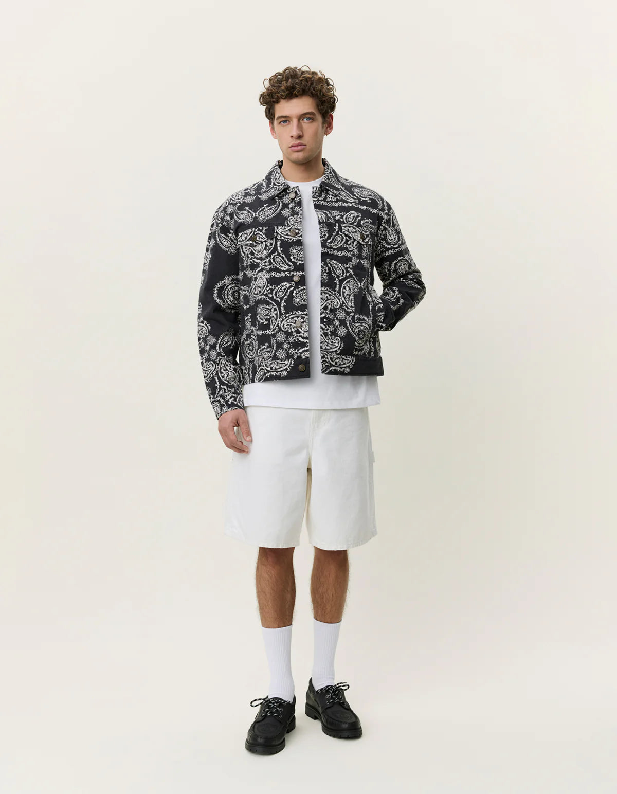 Les Deux Twill AOP Jacket Black White Multicolour