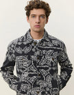 Les Deux Twill AOP Jacket Black White Multicolour