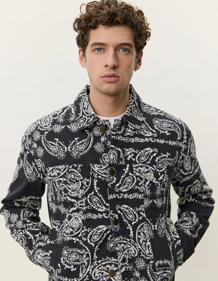 Les Deux Twill AOP Jacket Black White Multicolour