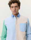 Les Deux Oxford Patchwork Shirt Skyway Blue