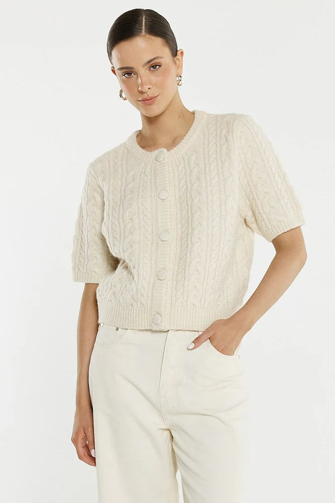 Sass Clothing Gia Cable Cardi Cream