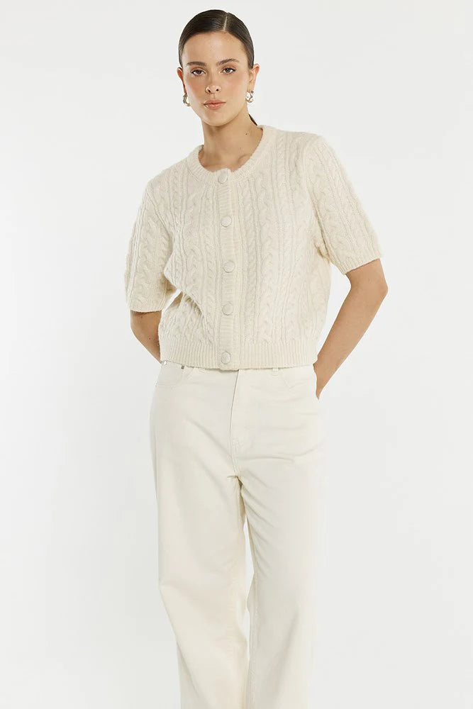 Sass Clothing Gia Cable Cardi Cream