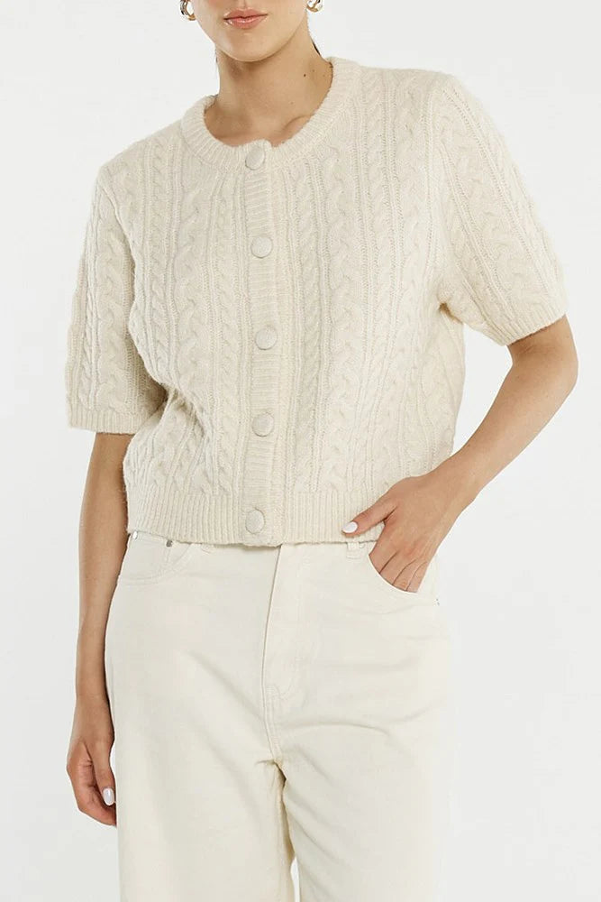 Sass Clothing Gia Cable Cardi Cream