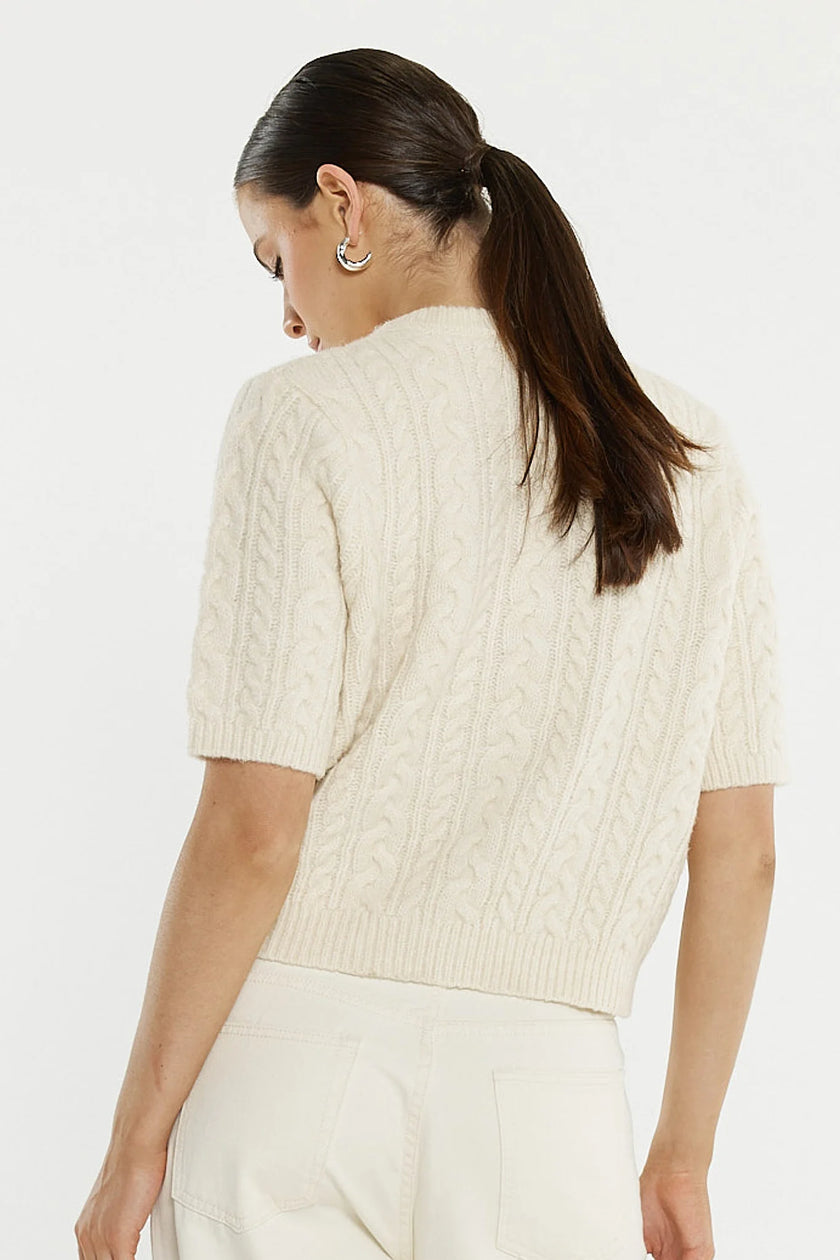 Sass Clothing Gia Cable Cardi Cream