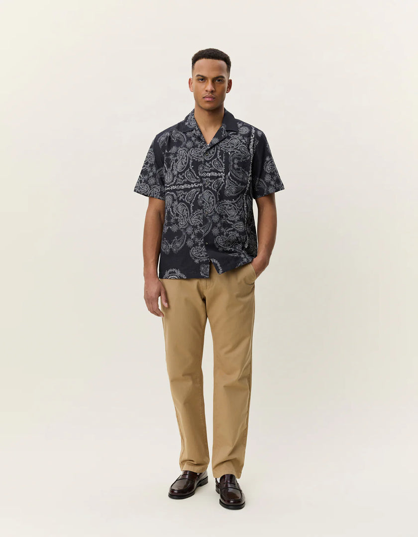 Les Deux Paisley AOP SS Shirt Tap Shoe Black