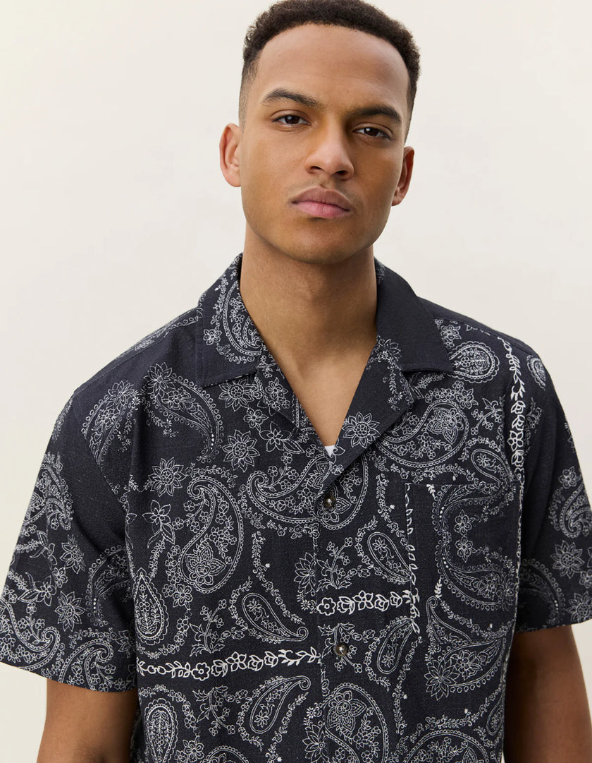 Les Deux Paisley AOP SS Shirt Tap Shoe Black