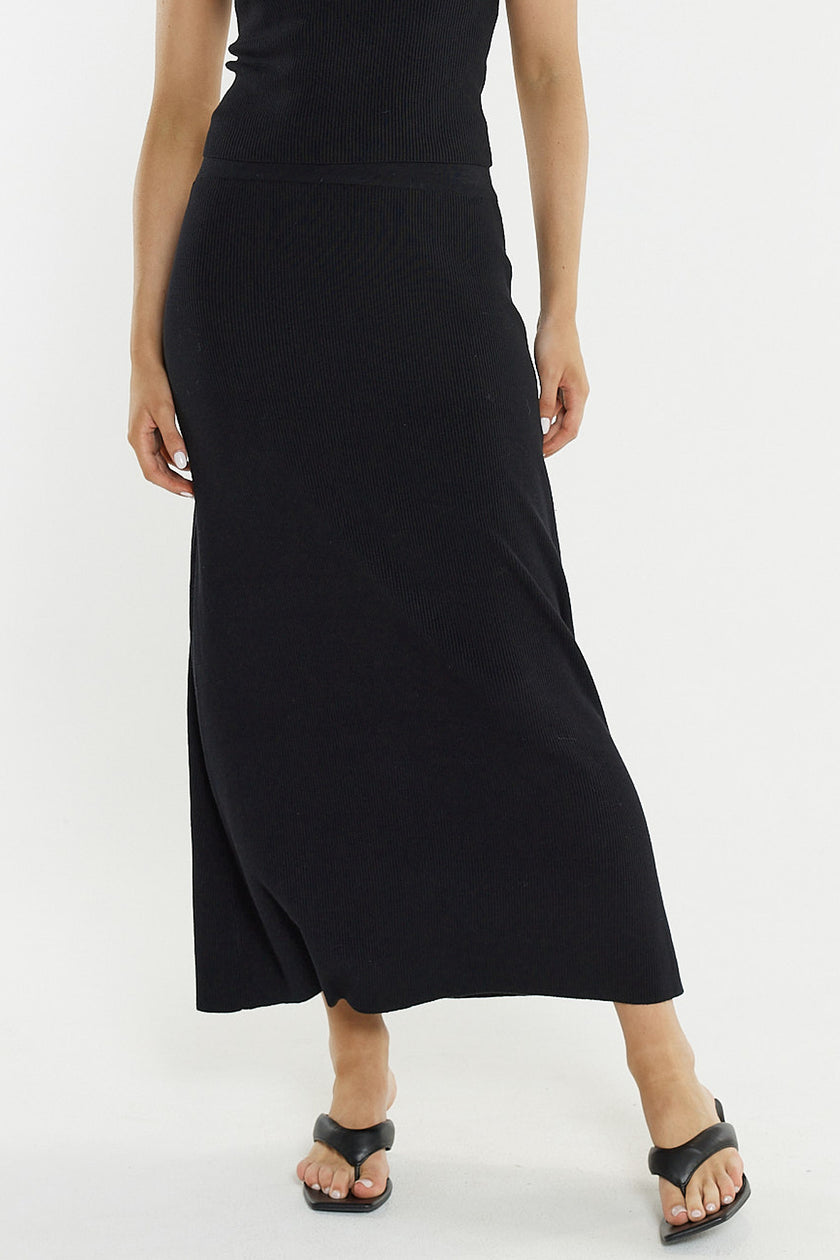 Sass Clothing Hazel Rib Skirt Black