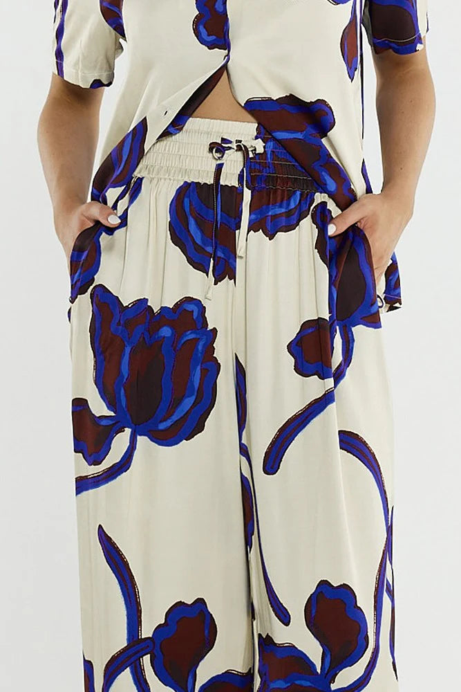 Sass Clothing Jade Satin Pant Winter Poppy Cream