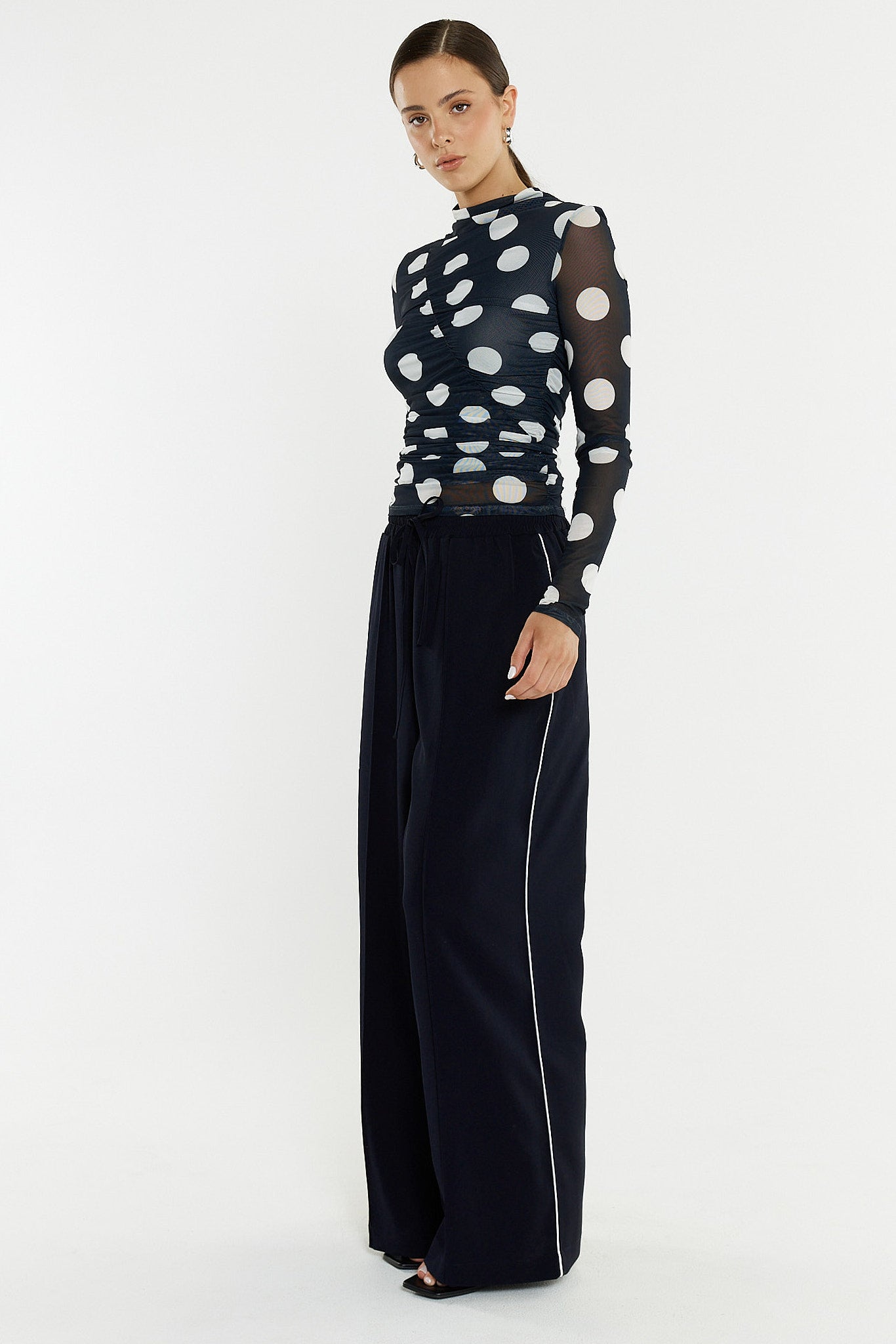 Sass Clothing Eva Side Seam Pant Navy/ Cream
