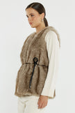 Sass Clothing Riya Fur Gilet Fawn Cream