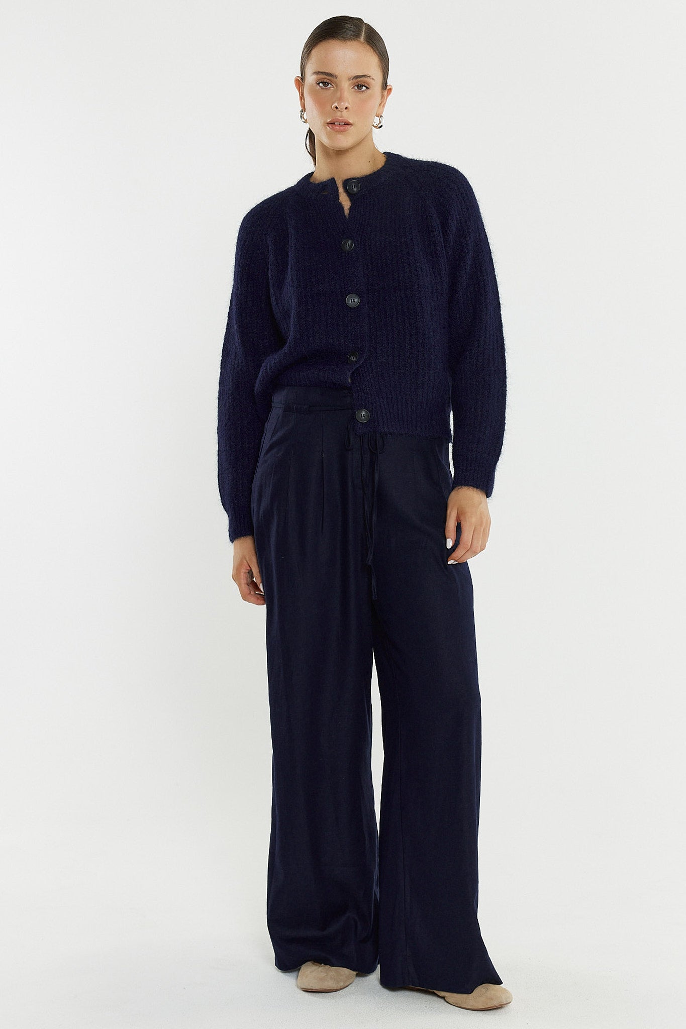 Sass Clothing Posie Fluffy Cardi Navy