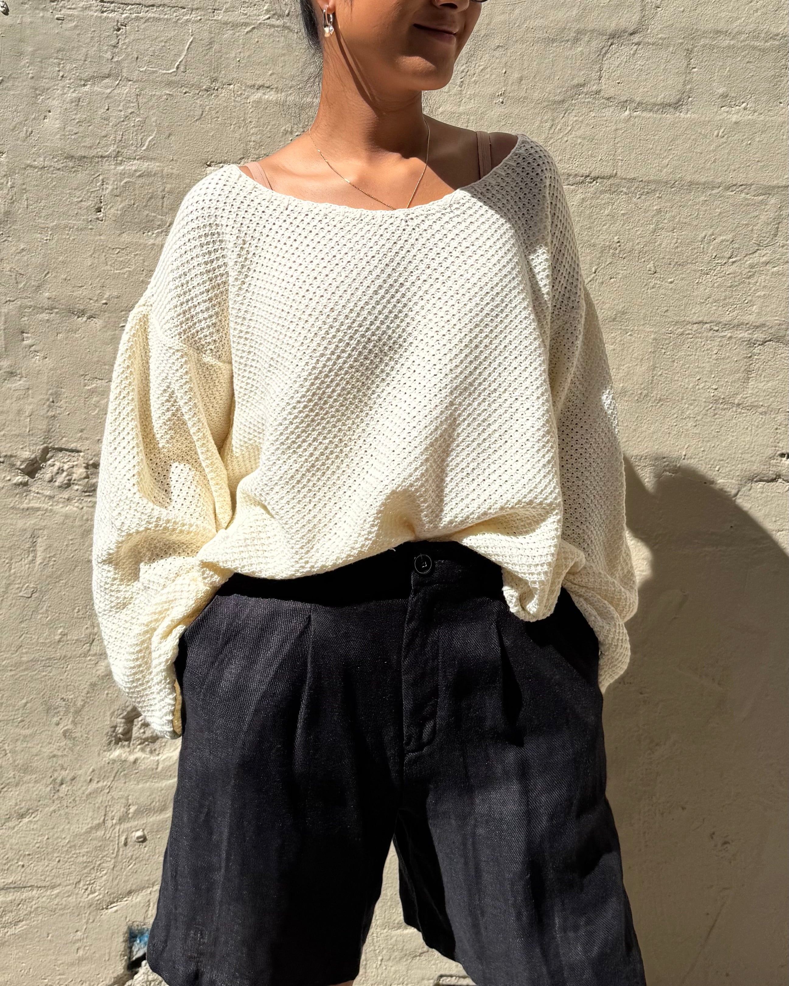 Milkman Waffle Knit Top Cream