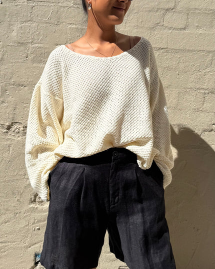 Milkman Waffle Knit Top Cream