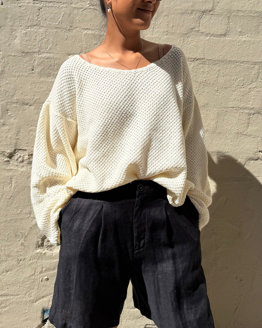 Milkman Waffle Knit Top Cream