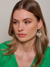 Load image into Gallery viewer, Tiger Tree EKJ6515G Gold Green Deco Diamond Earrings
