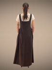 Tibet House GT01 Thick Cotton 3 Pocket Pinafore Dress Dark Brown