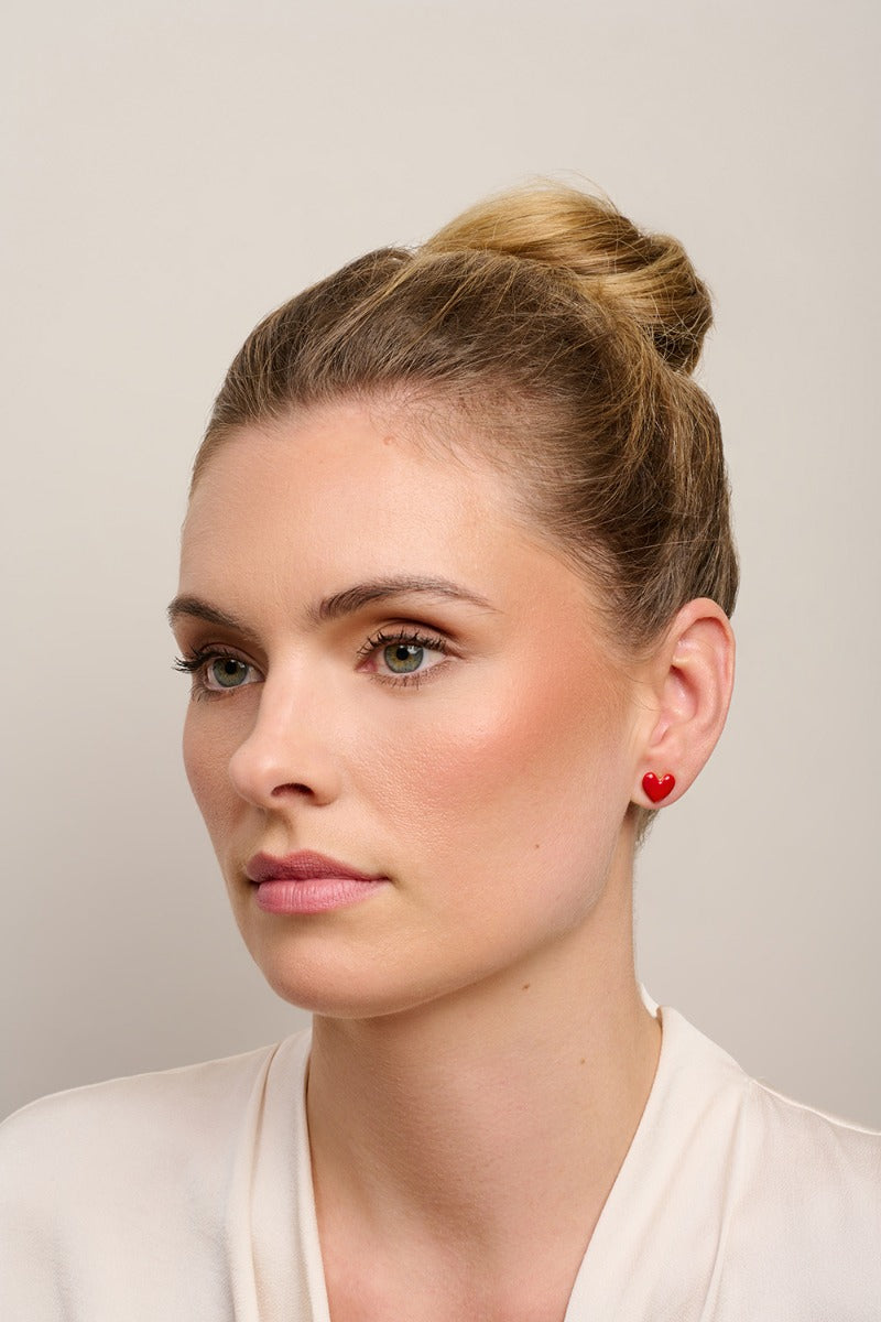 Tiger Tree Red Heart Earrings