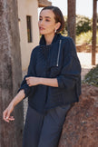 Tirelli Zip Collar Cardigan Navy