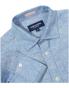 James Harper JHS509 L/S Shirt Lines Blue