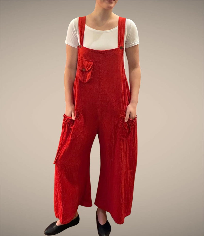 Tibet House AS41 Thick Cotton 3 Pocket Overalls Red