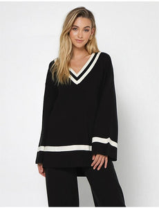 Madison The Label Varsity Knit Jumper Black