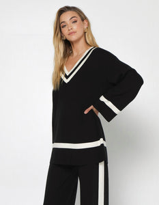 Madison The Label Varsity Knit Jumper Black