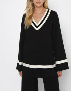 Madison The Label Varsity Knit Jumper Black