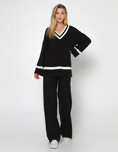 Madison The Label Varsity Knit Jumper Black