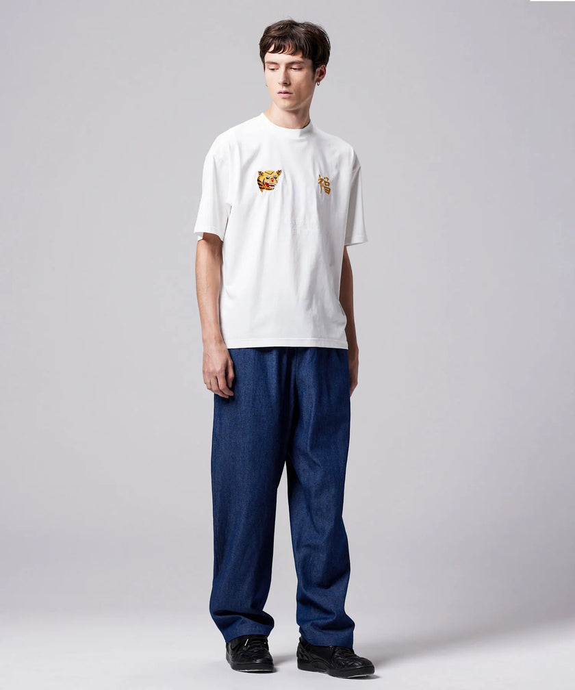 Taion Front Side Embroidery T-Shirt Tiger Off White