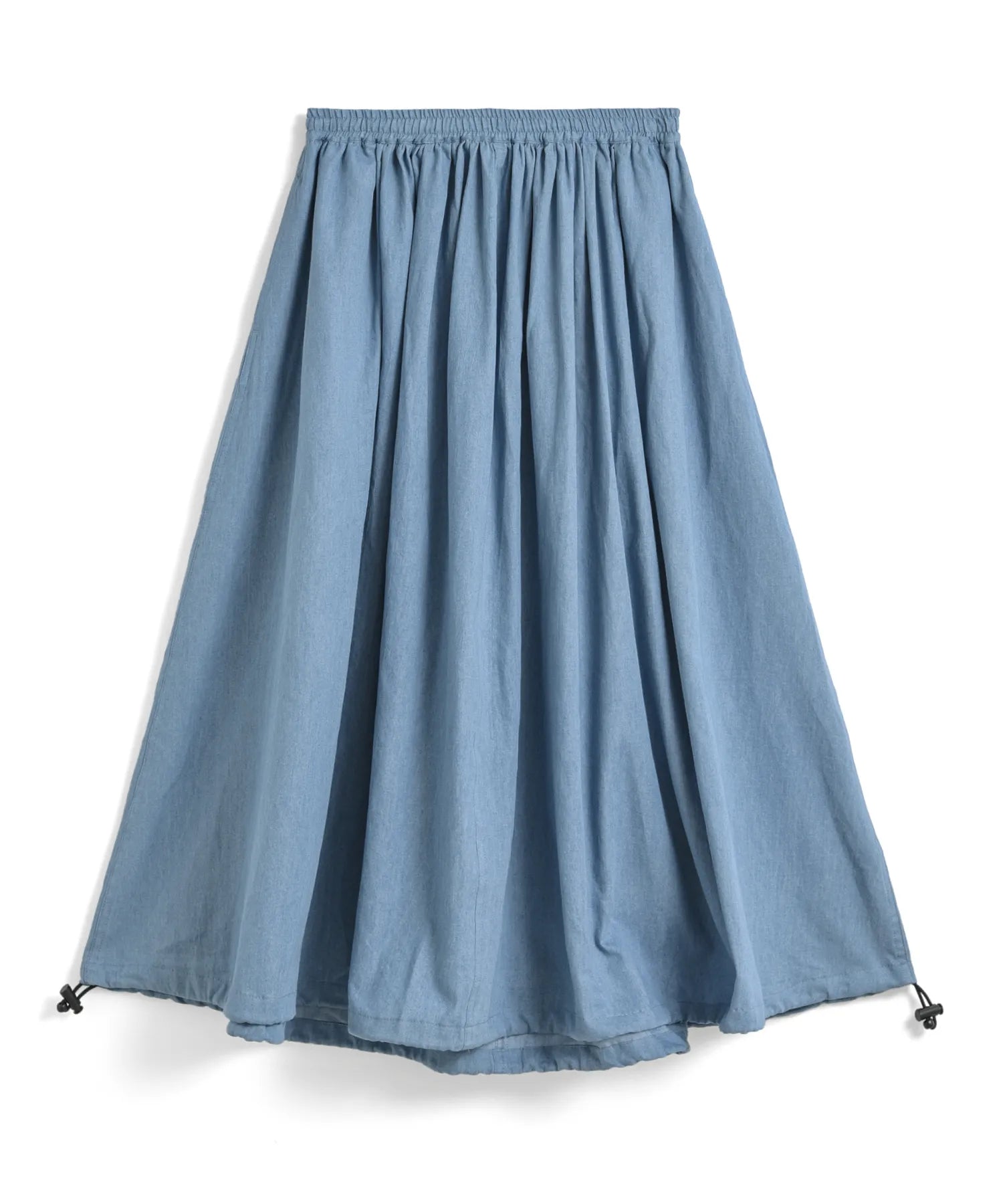 Taion Non-Down Military Gather Skirt Blue Denim