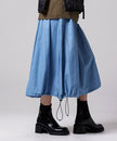 Taion Non-Down Military Gather Skirt Blue Denim