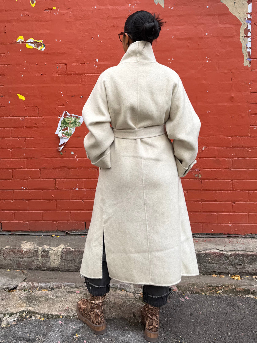 Cinnamon Creations Wool Blend Trenchcoat Beige
