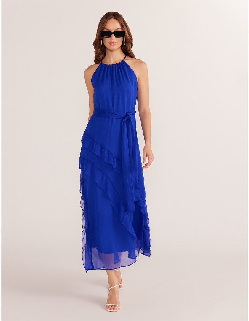 MINKPINK Marina Frill Maxi Dress Sapphire Blue