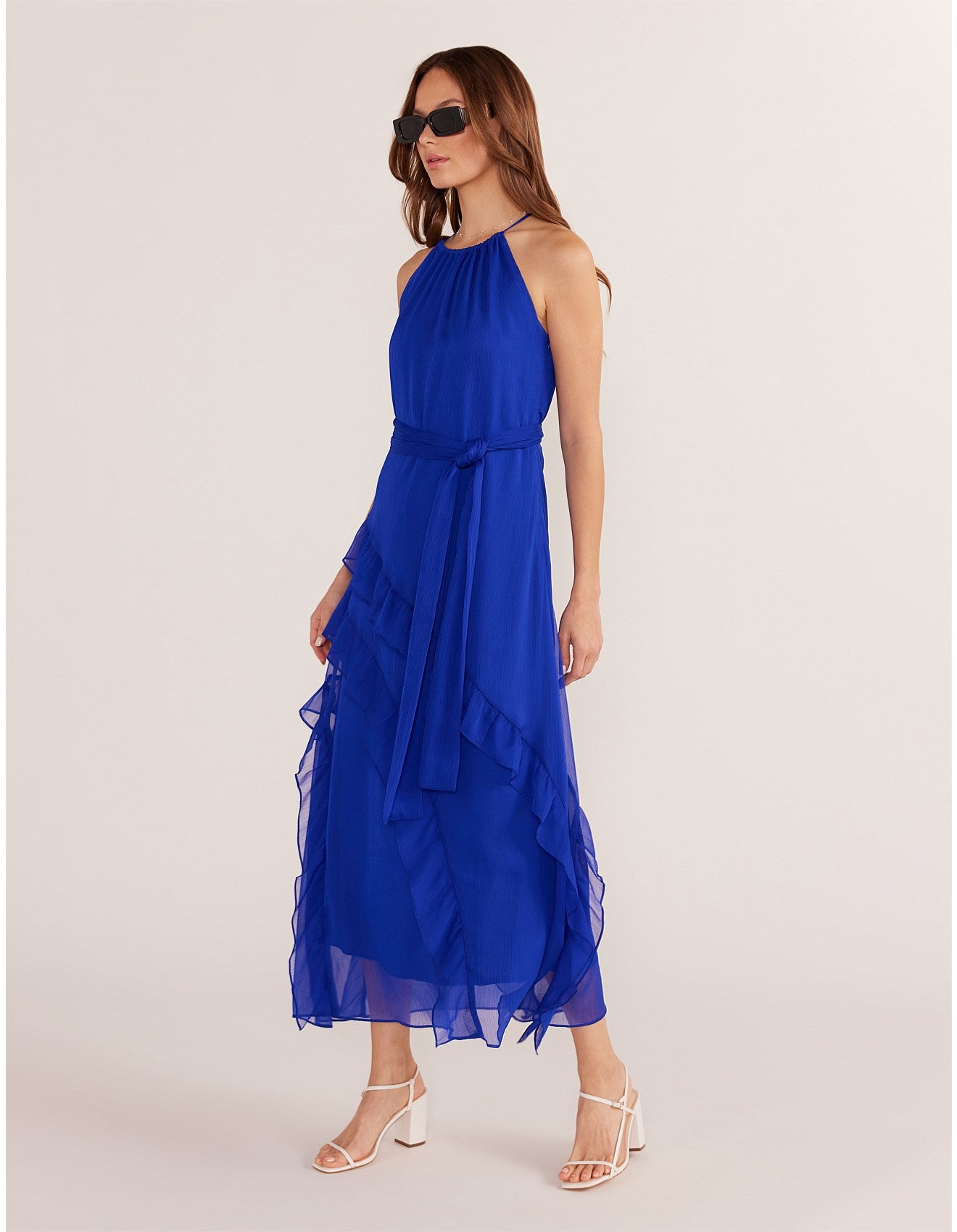 MINKPINK Marina Frill Maxi Dress Sapphire Blue