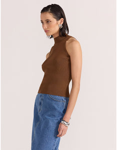 Staple The Label Uma High Neck Knit Top Toffee