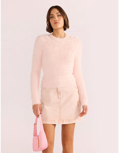 MINKPINK Clover Fluffy Sweater Light Pink